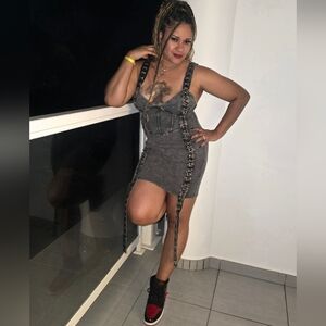 AKIRA Washed Gray Denim Corset Mini Dress with Lace-Up Trim